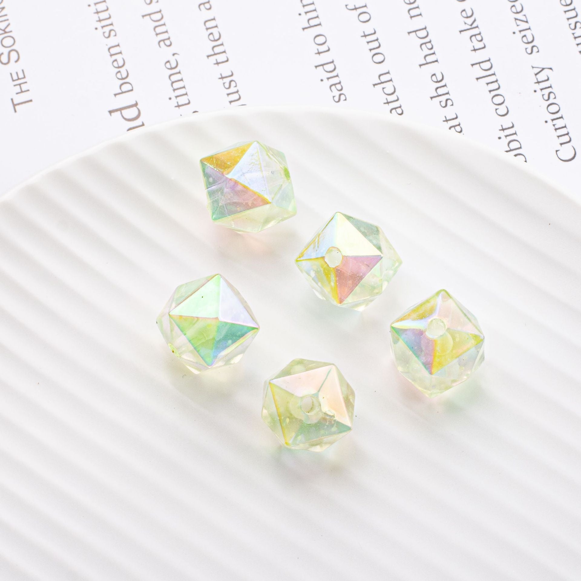 Wholesale 10pcs DIY Luminous Square Beads Prismatic Acrylic Straight Hole Beads